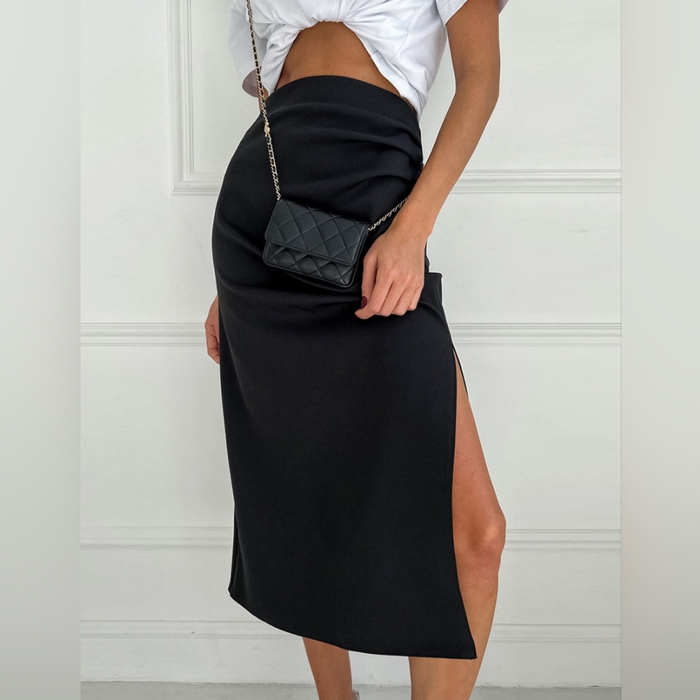 Commense Utility Ruched Midi Skirt